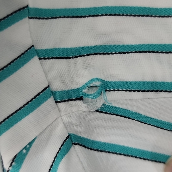 Pendleton White Green Striped Half Sleeve Button Down Size 14 - Picture 13 of 13